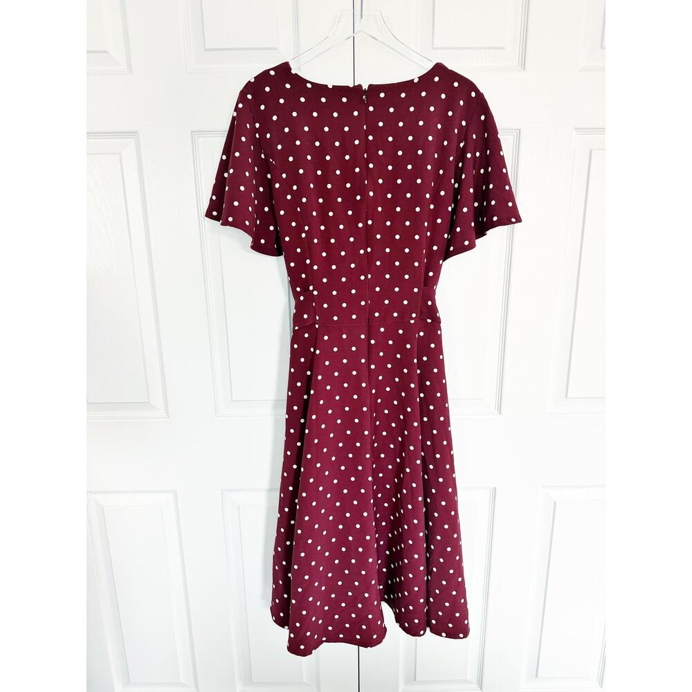 Lane Bryant Lena V-Neck Level-Hem Midi Dress Burgundy Tie Waist Pockets - Picture 6 of 8